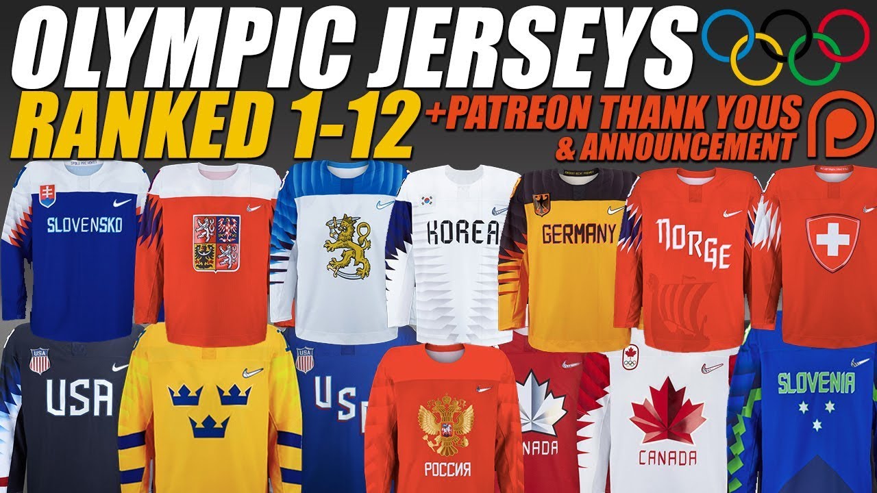 2018 Olympic Hockey Jerseys Ranked 1-12 + Patreon Thank Yous & Announcement
