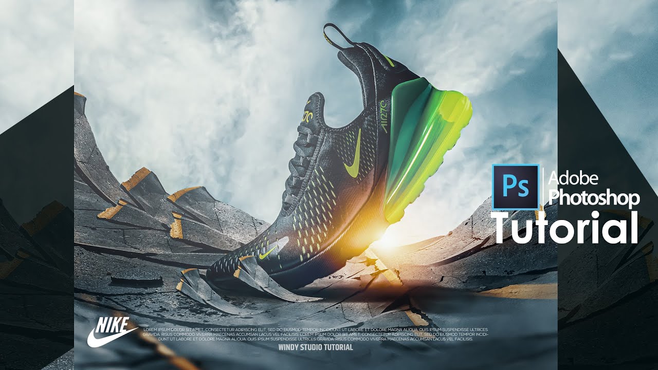 How to create Nike Shoe Product Poster in Photoshop - Photoshop #Tutorial#photoshoptutorials