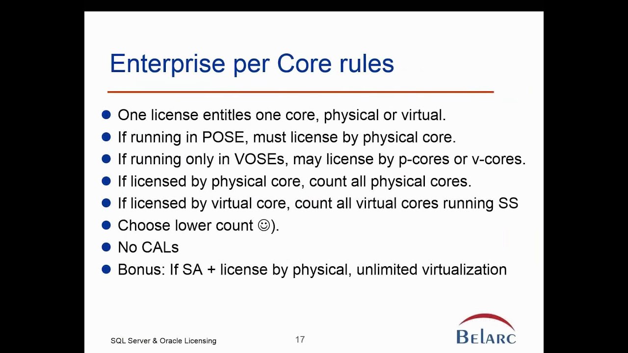 SQL Server & Oracle database licensing