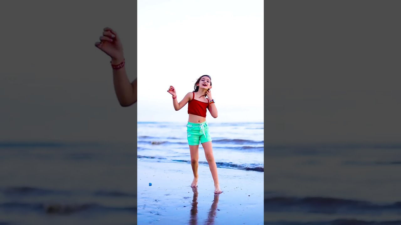 beautiful friend kashish dancing in beach  . small girl dance