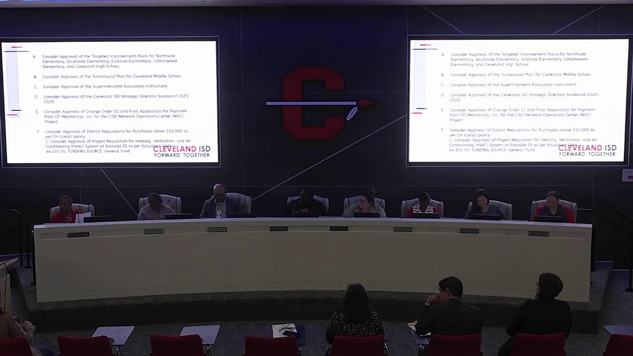 Cleveland ISD Board of Trustees Regular Board Meeting 3/16/2026