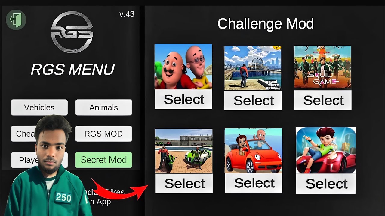 FRANKLIN PLAYING CHOTTA BHEEM + SQUID GAME CHALLENGE MOD IN INDIAN 🇮🇳 BIKE DRIVING 3D