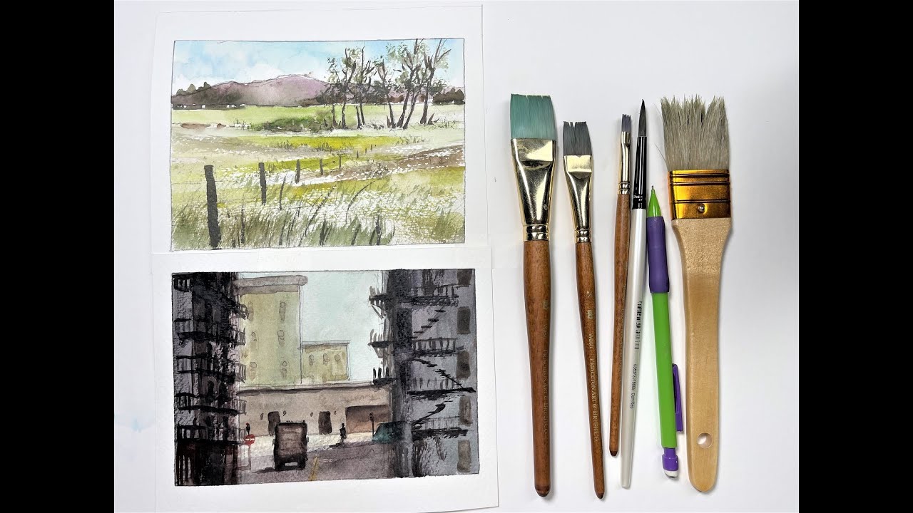 EXTREME BEGINNERS - Street scene and Landscape Watercolor Paintings with Chris Petri (2 studies )