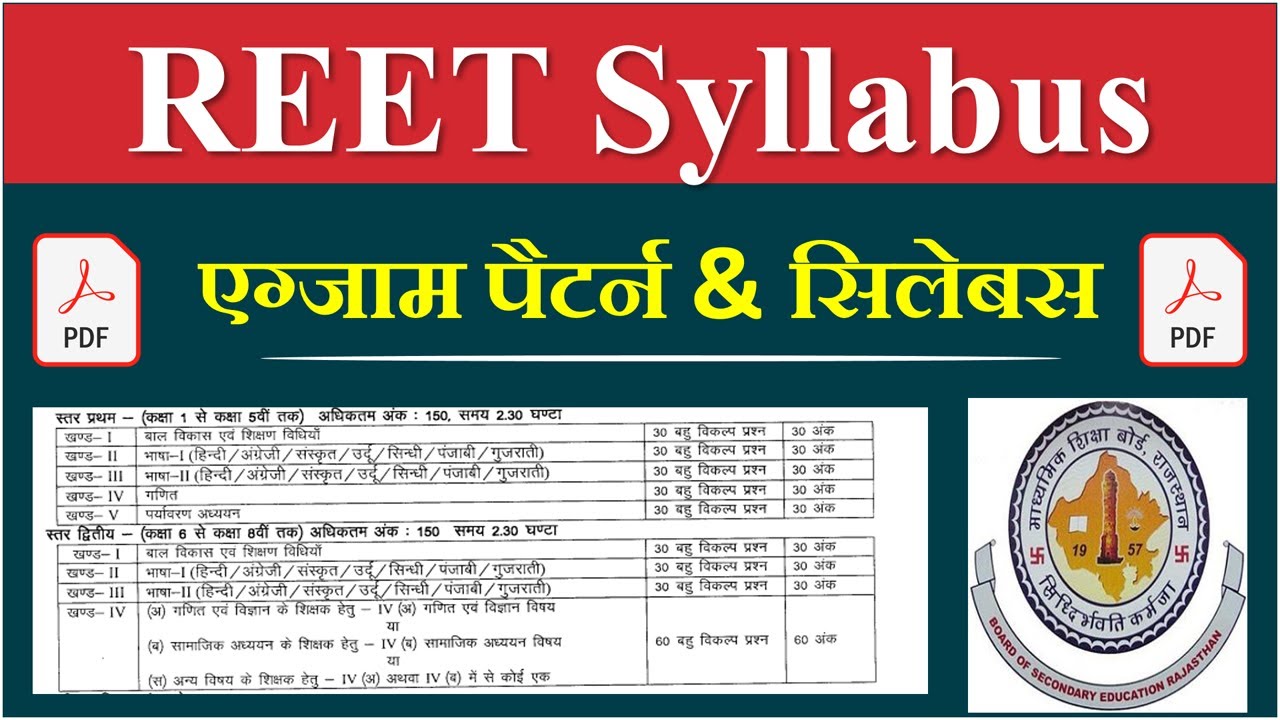 REET Syllabus 2022 | REET Syllabus in Hindi | REET 2022 Syllabus  | REET Syllabus 2022 Level 1