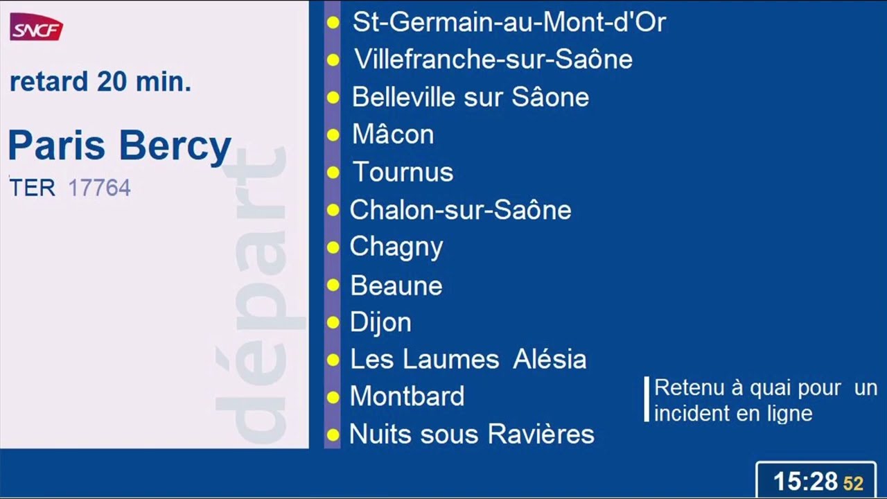 Annonce en gare de Lyon-Part-Dieu du TER 17764