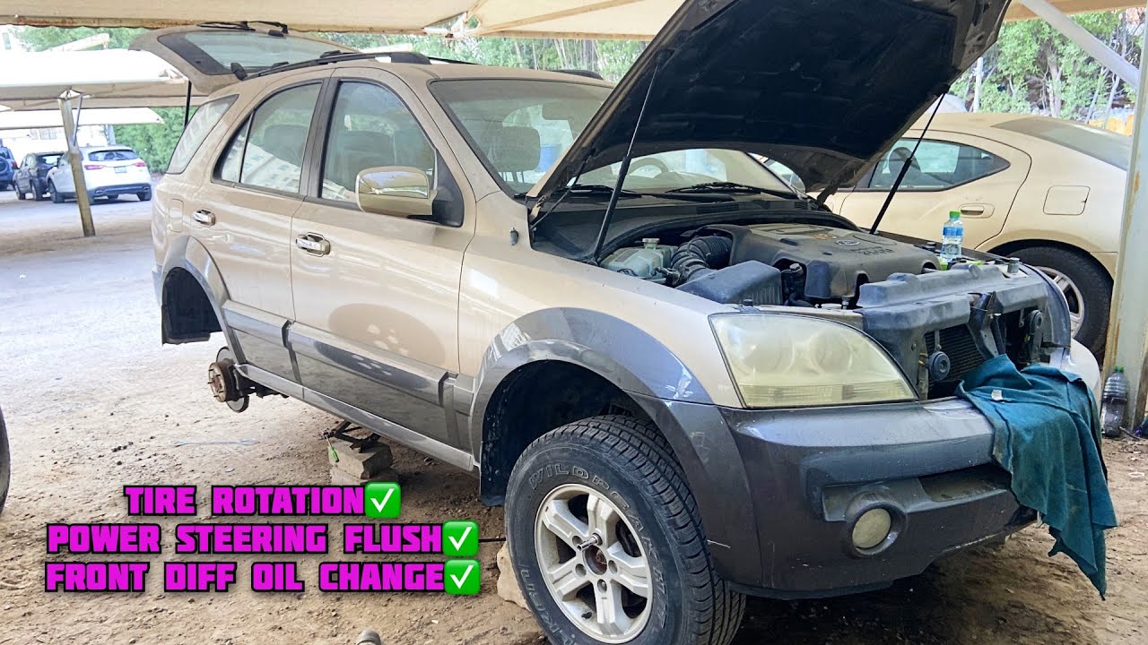 One Owner 2004 Kia Sorento Power Steering Flush, Front Diff Fluid Change, Tire Rotation✅