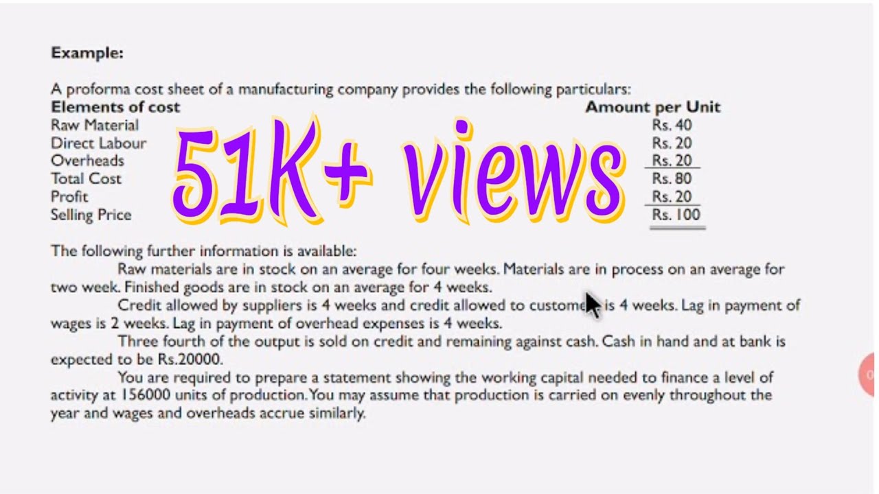 Computation of working capital requirement