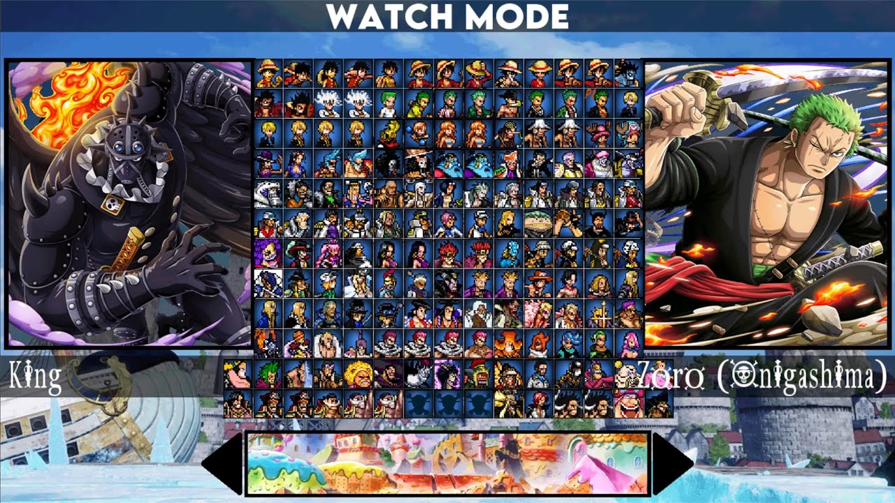 One Piece Mugen V9 - King VS Zoro (Onigashima) - Gameplay