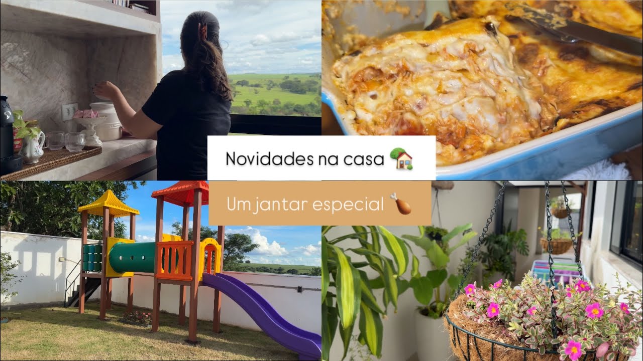 Nosso quintal esta ficando lindo 🥹🏡 Plantamos três pés de frutas | Colocamos um play | Lasanha de 🍗