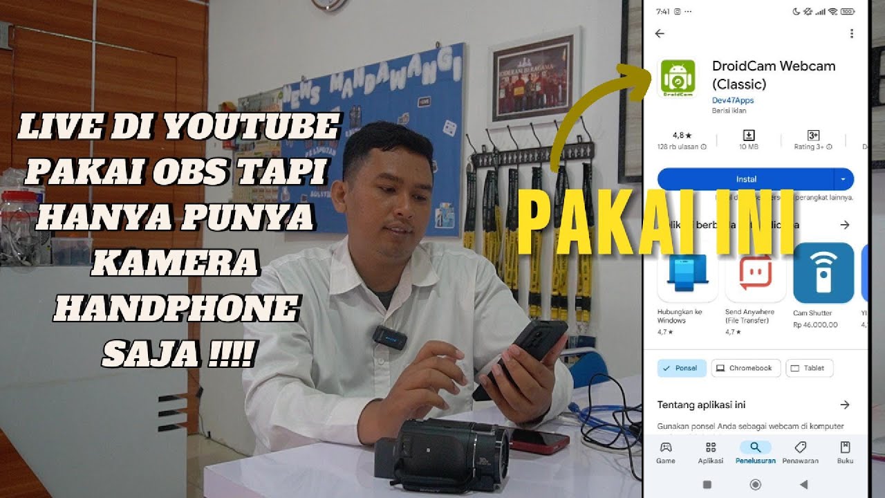 Pakai HP untuk Webcam Untuk Live Streming atau Podcast Pakai OBS Studio/Vimix Tutor Droidcam