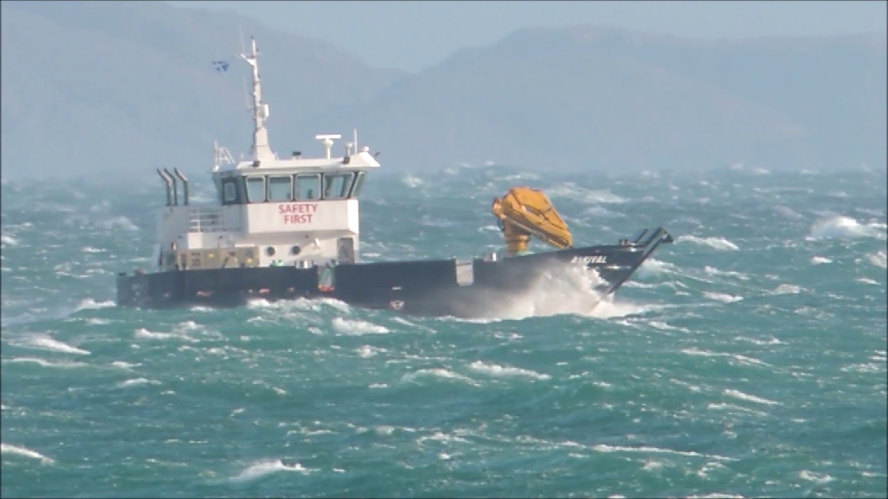 Work Boat in Stormy Sea Conditions