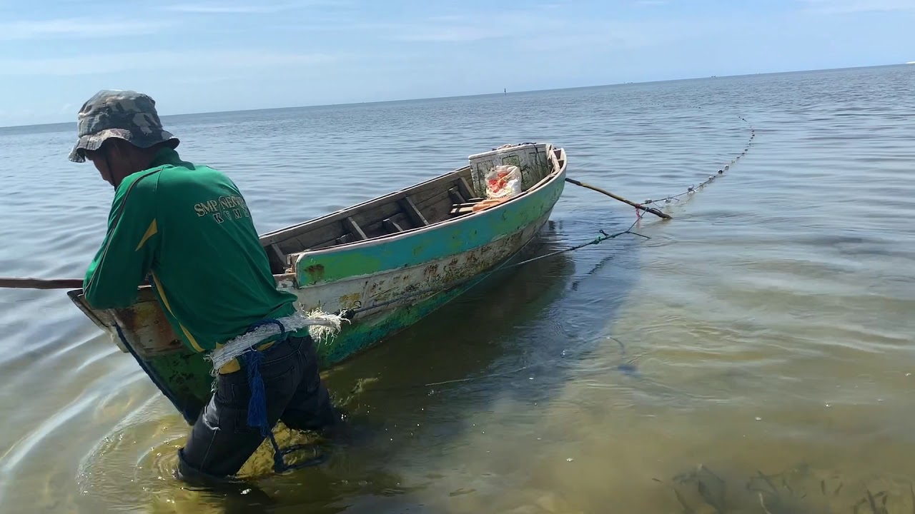 Menjaring ikan di laut dangkal yang jernih  1000 macam ikan didapat