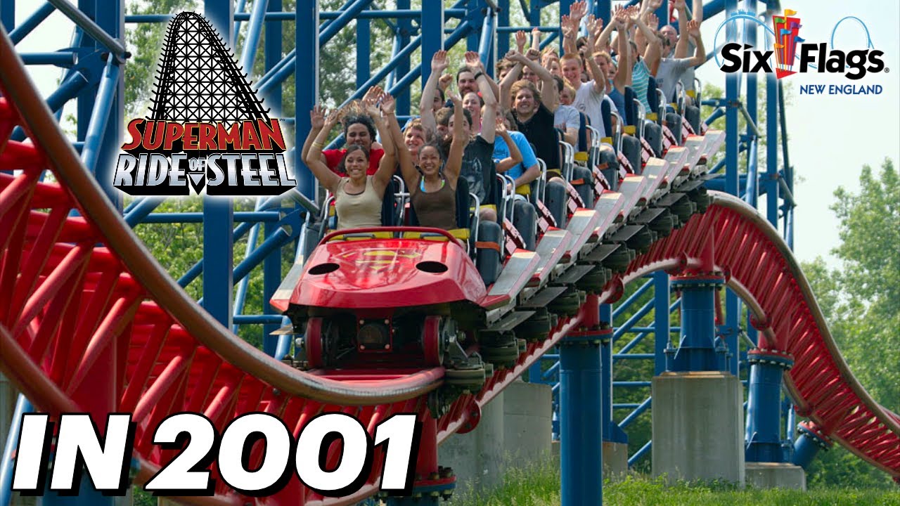 Superman: Ride of Steel Running FAST in 2001! - POV & Off-Ride Video