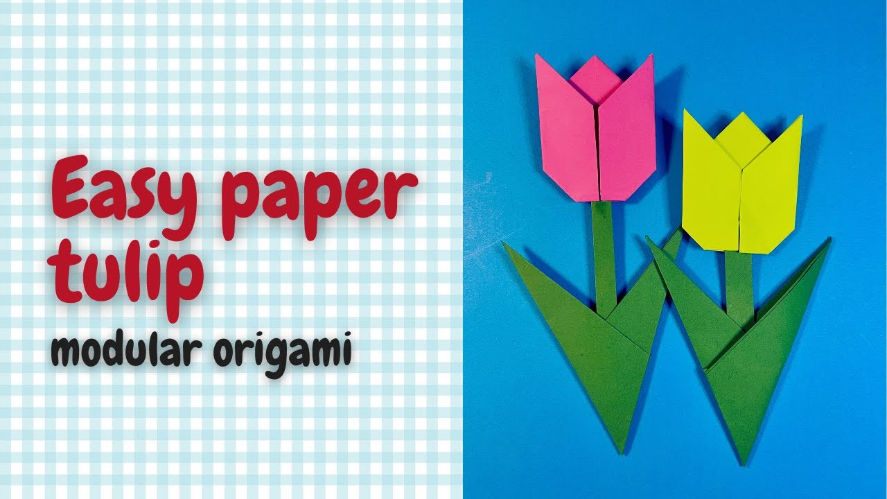 Modular origami tulip - easy paper spring flower