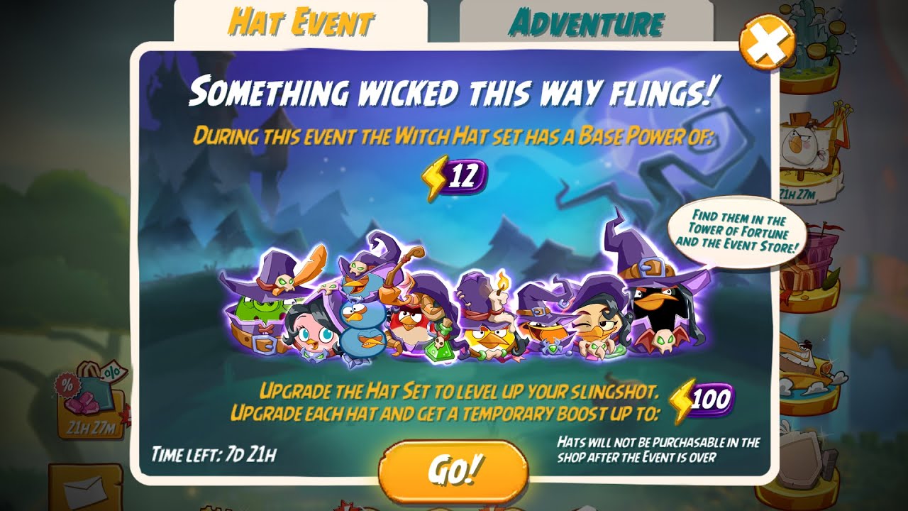 Unlocking Witch Hat Set in Angry Birds 2 Tower of Fortune