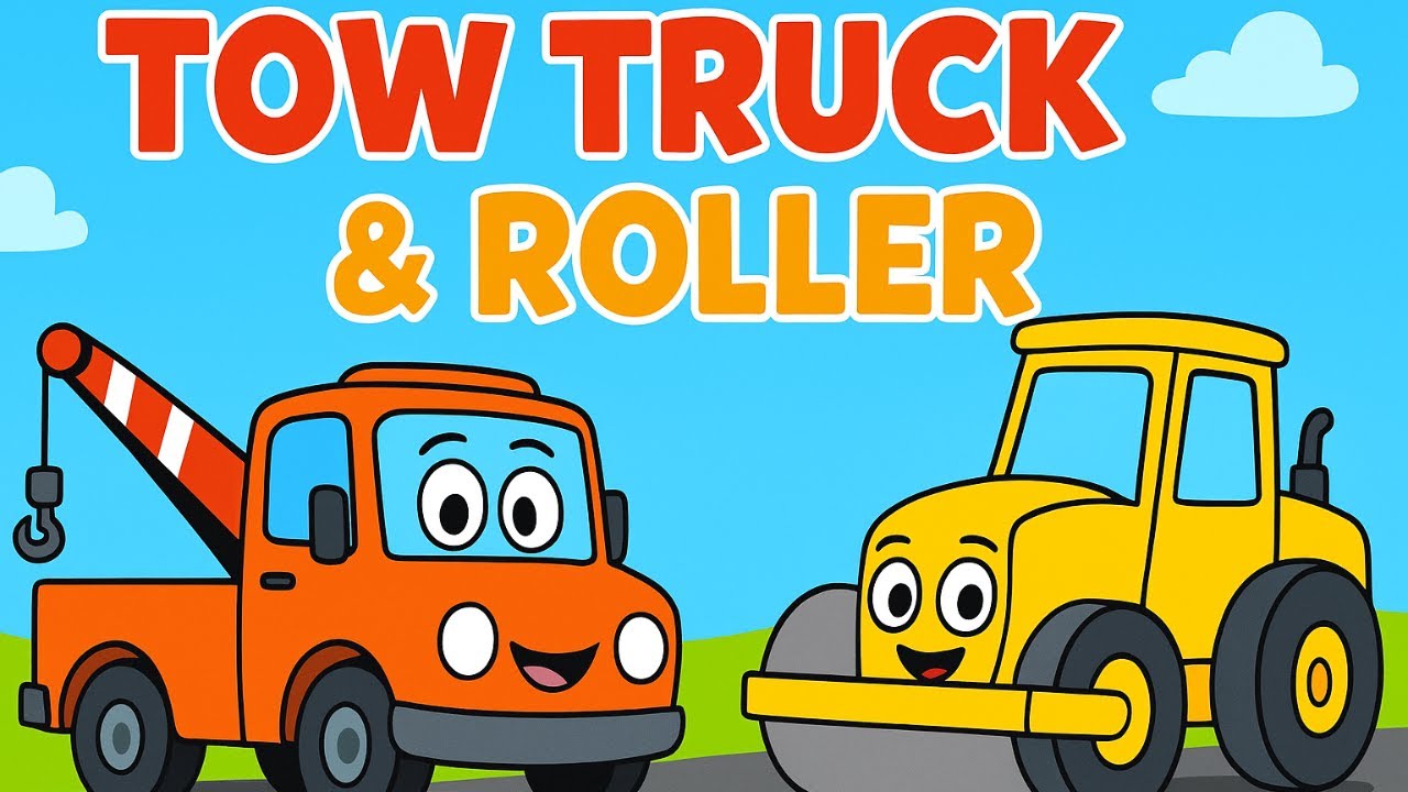 Tow Truck and Road Roller | Cartoon Vehicles for Kids | Go Go Cartoons