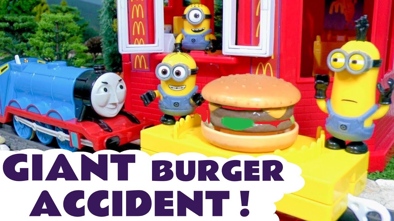 Minions McDonalds Drive Thru Giant Burger Accident