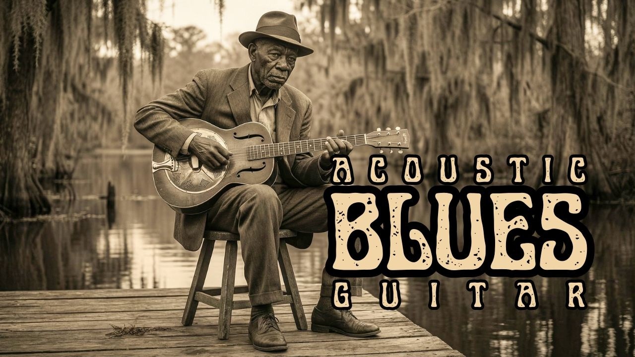 Quiet Mood Acoustic Blues Guitar Instrumental with Soft Expression