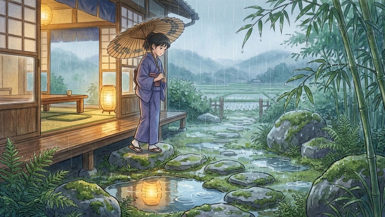 Rainy Afternoon at the Village Tea House | Ghibli Inspired video |
