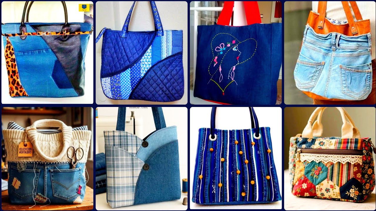 FABULOUS & STUNNING DENIM HANDMADE UPCYCLING DESIGN TOTE BAGS