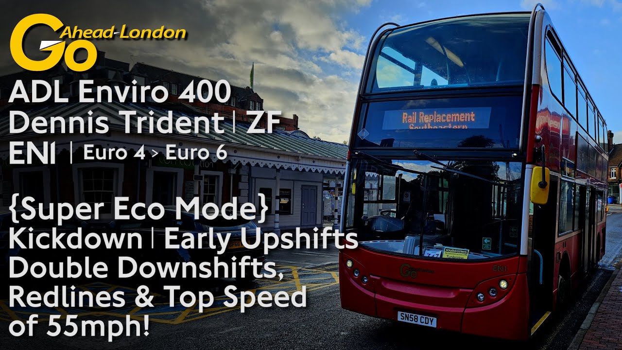{Super-Eco Mode} Go-Ahead London Enviro 400 Trident ZF w/ Kickdown shows Various Shifting Ranges