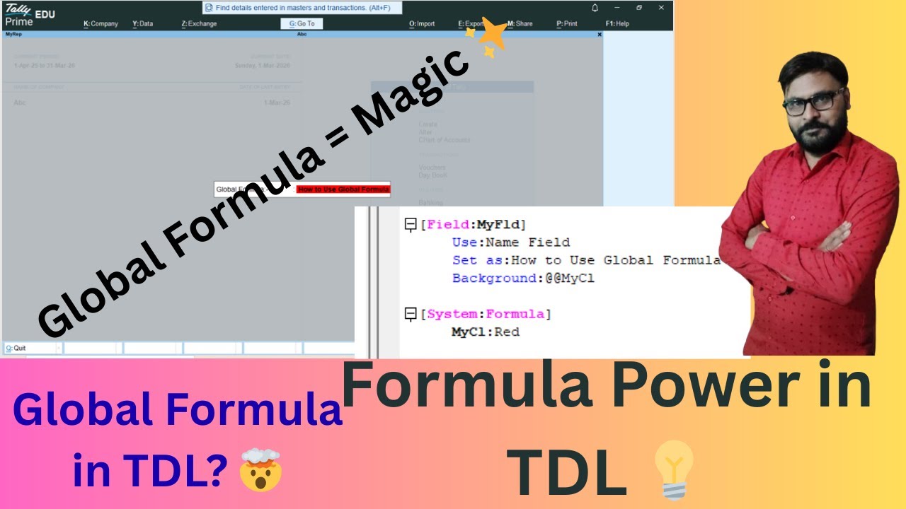 What is Global Formula in Tally TDL? #tallytdl #tallyprime
