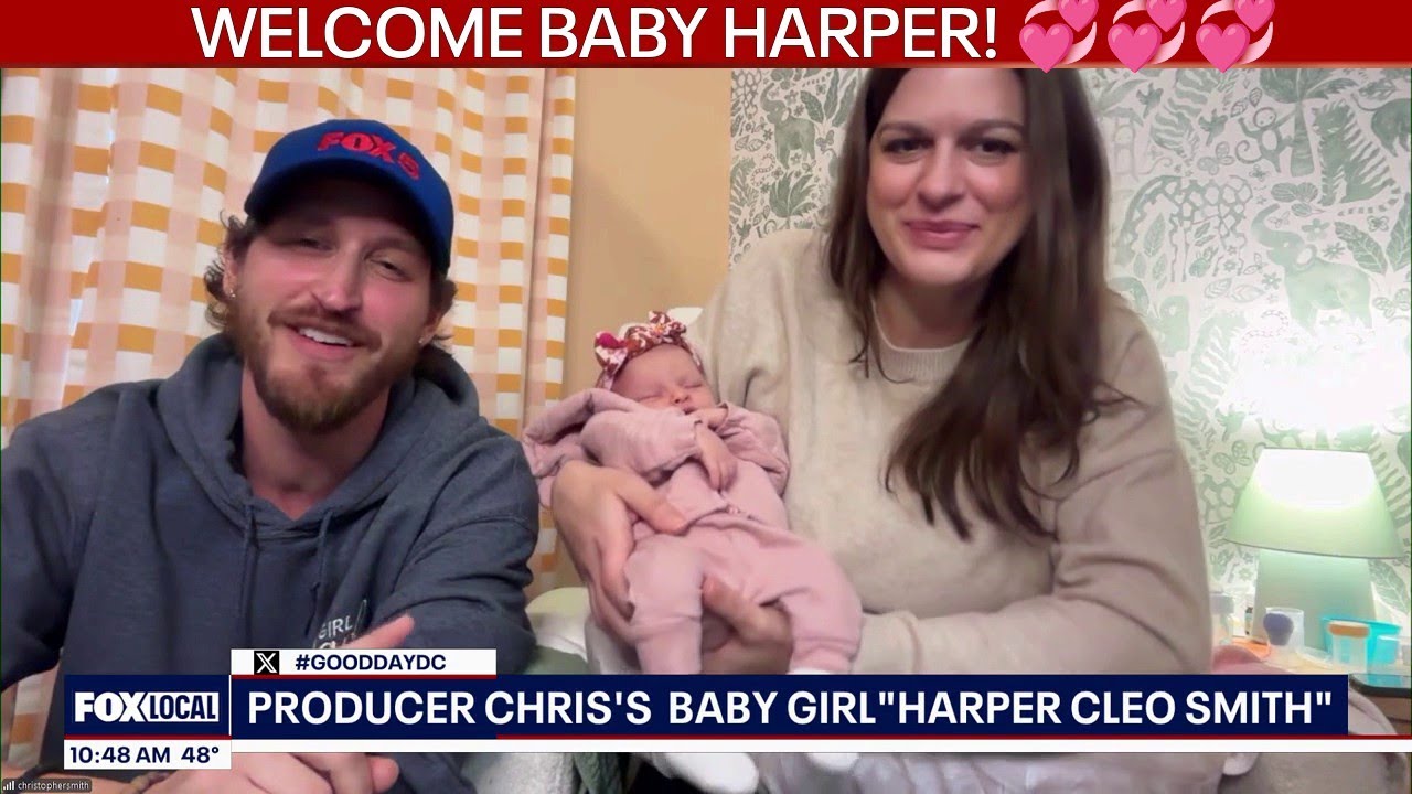 Producer Chris introduces newborn daughter to the FOX 5 team