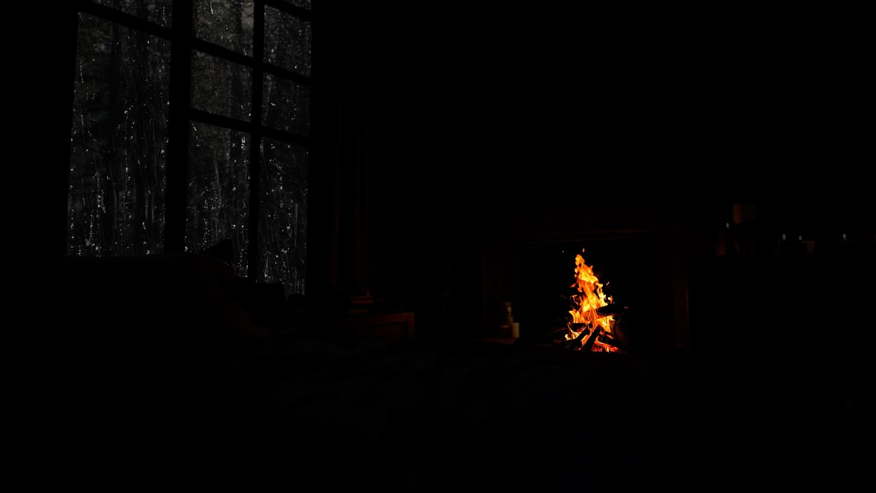 Rain & Crackling Fireplace in a Cozy Cabin | Warm Sounds for Deep, Restful Sleep