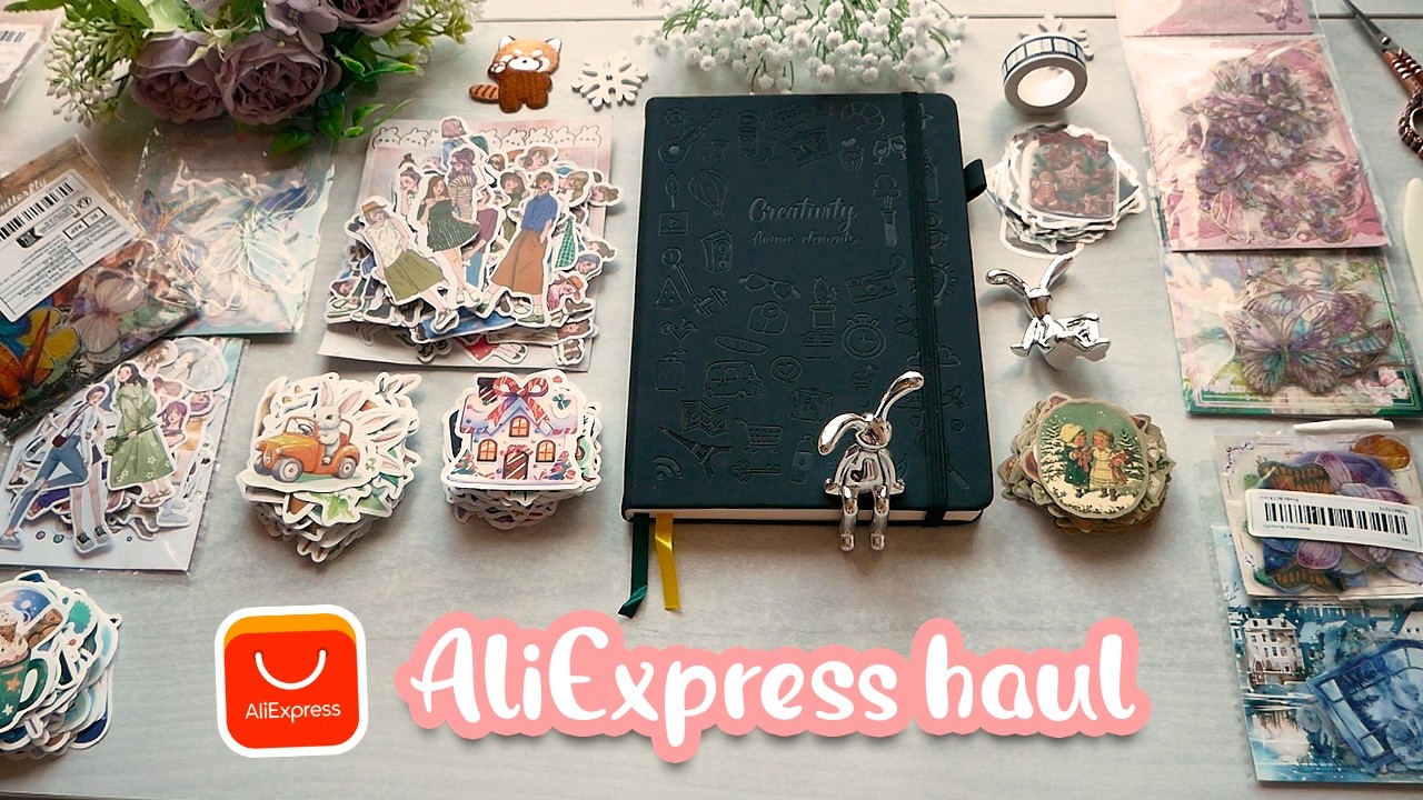 💎AliExpress Stationery Haul - Unboxing Christmas stickers, shelves , notebook | ASMR