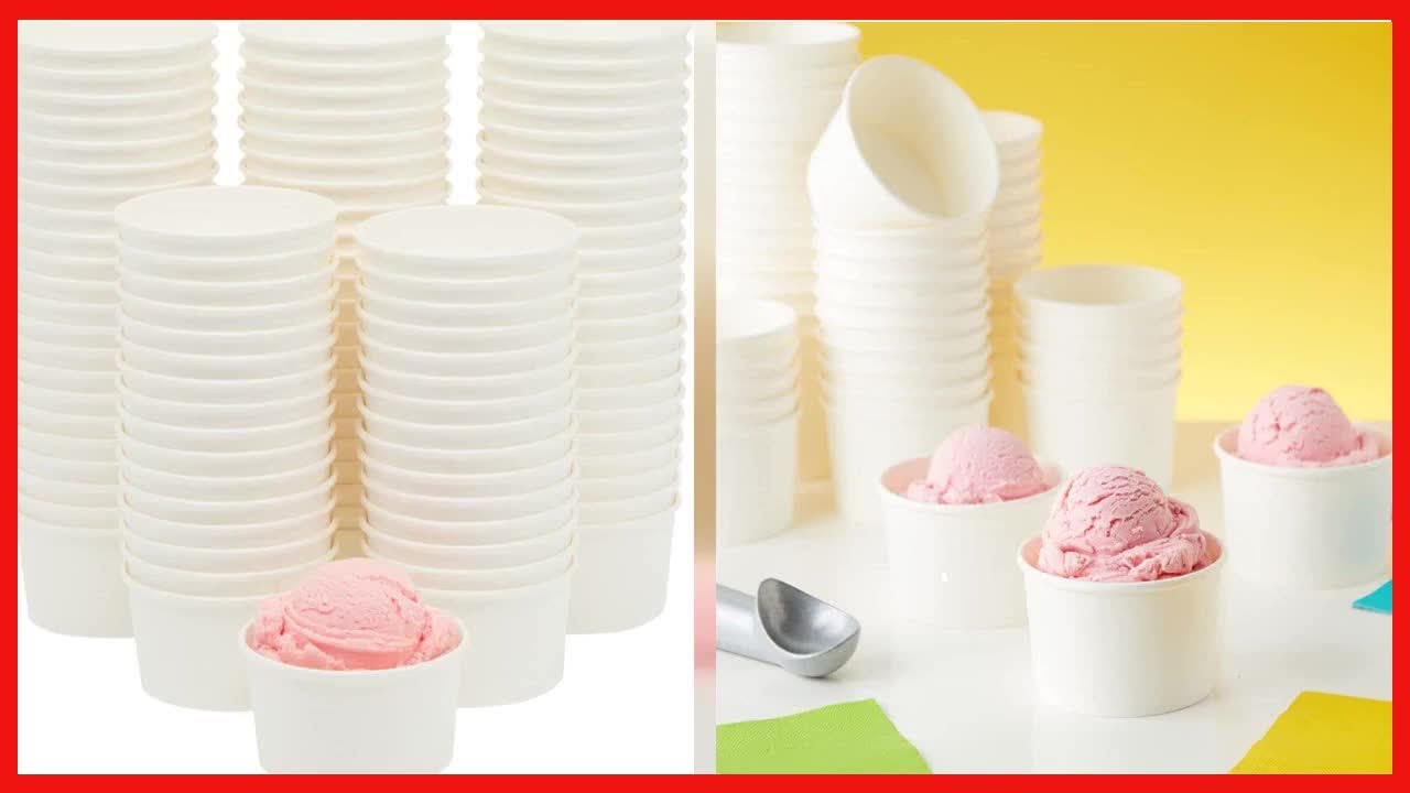 Great product -  100 Pack Disposable Paper Ice Cream Cups, Dessert Bowls for Sundae Bar, Frozen Yogu