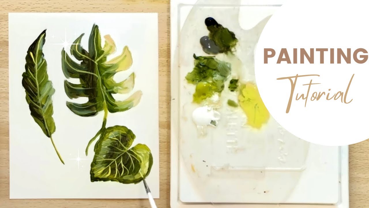 How to Paint Tropical Leaves With Acrylic Paints Step by Step Tutorial