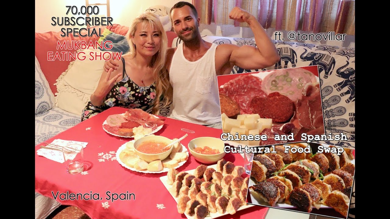 Spanish and Chinese Food MUKBANG Cultural SWAP | 70,000 Subscriber Special | ft. Tano | RainaisCrazy