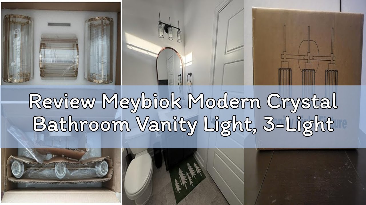 Review Meybiok Modern Crystal Bathroom Vanity Light, 3-Light Brushed Gold Bathroom Light Fixtures wi