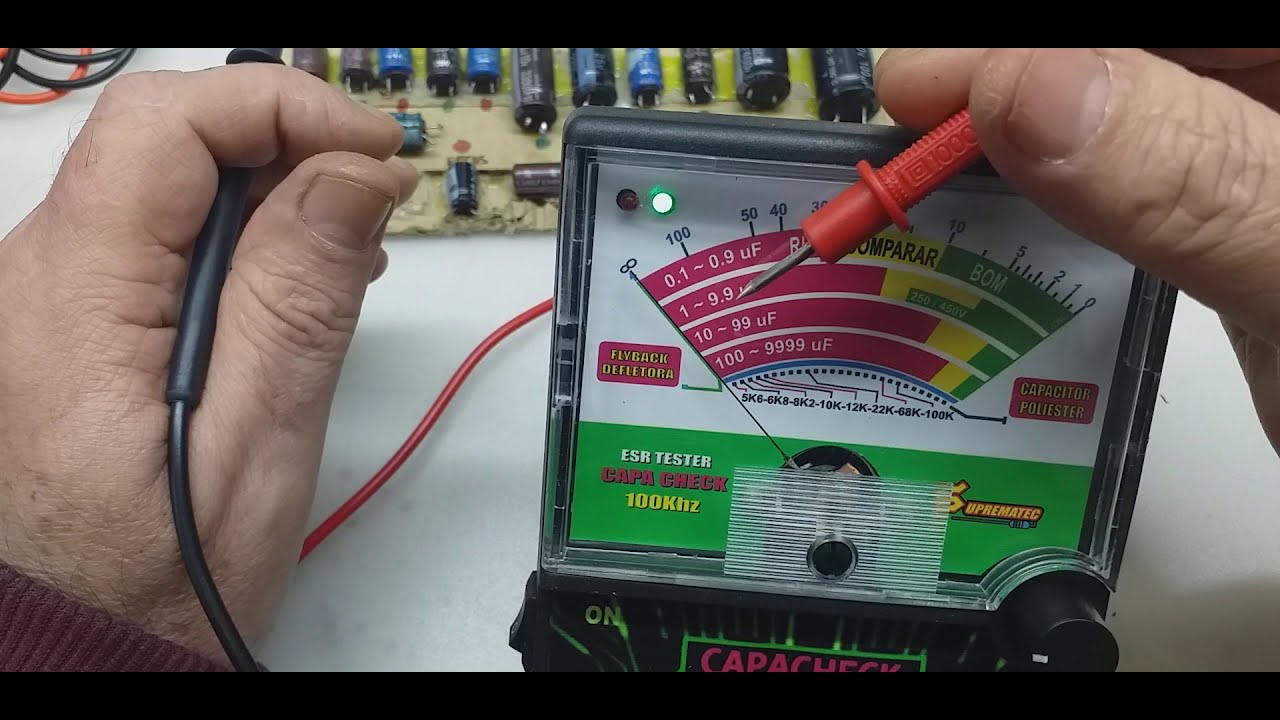 TESTE ESR CAPACITORES C/ CAPACHECK ** NÃO TEM MAIS SUPORTE 45°