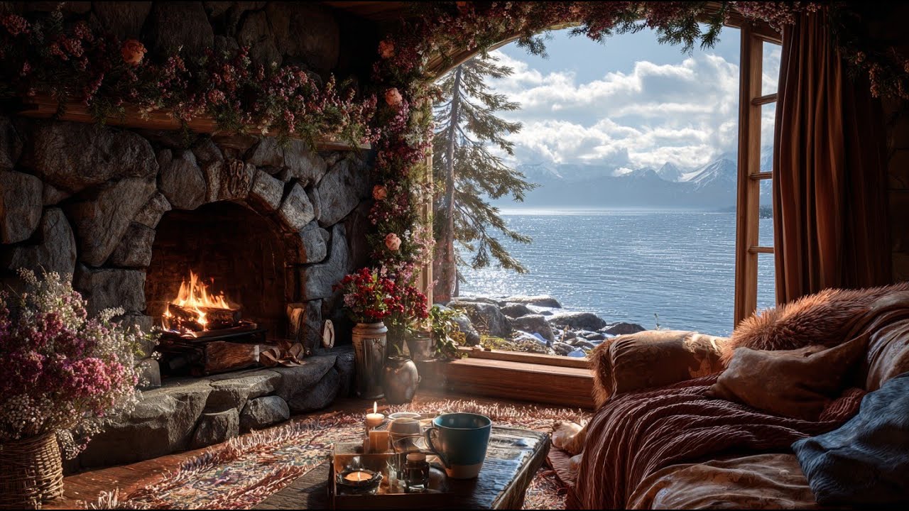 Firelight and morning waves | Sunlit Mornings by the Sea