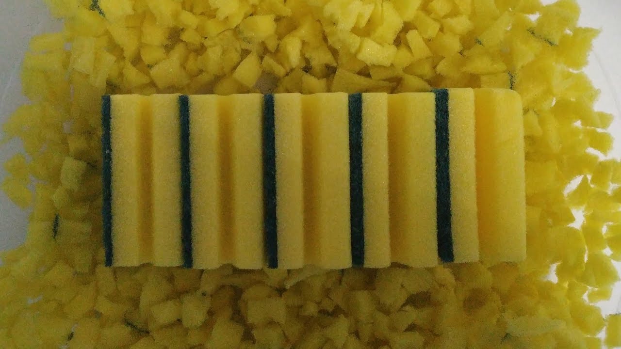 ×5 Kitchen Sponges Dry Squeezing & Ripping | Sponge ASMR