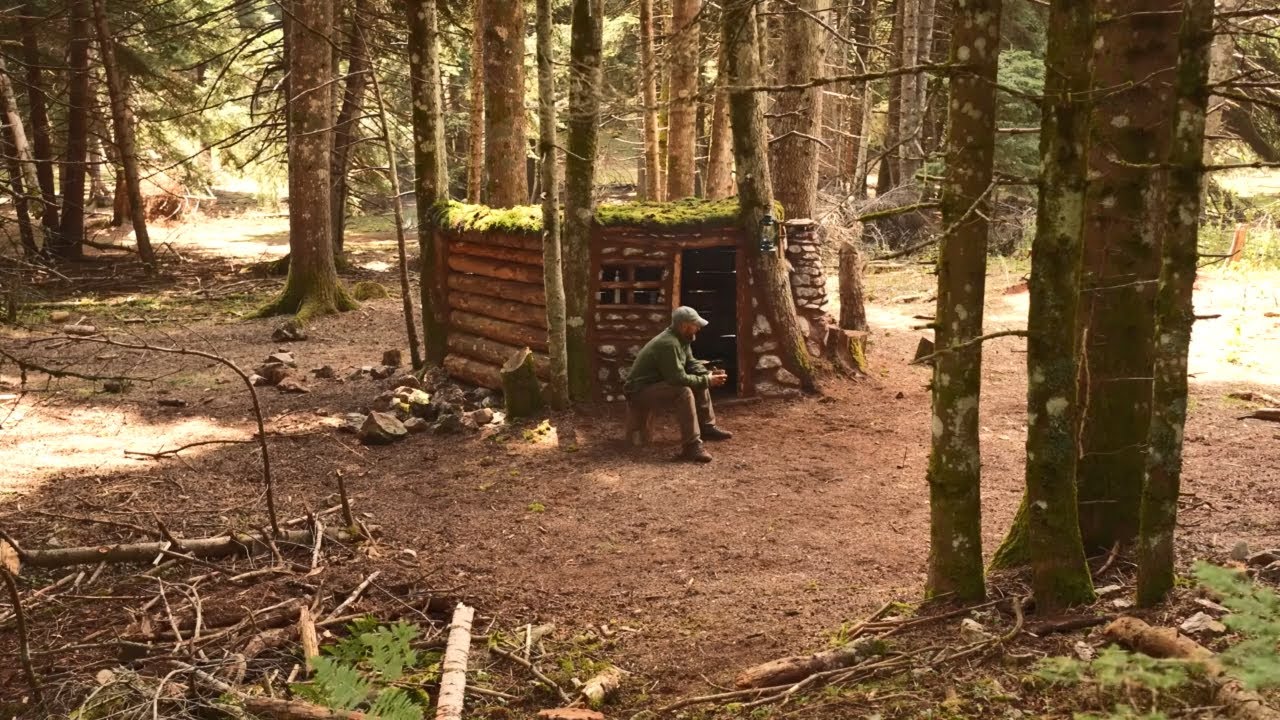3 bushcraft cabins Built for winter. To survive in the wilderness in the cold, with only three tools