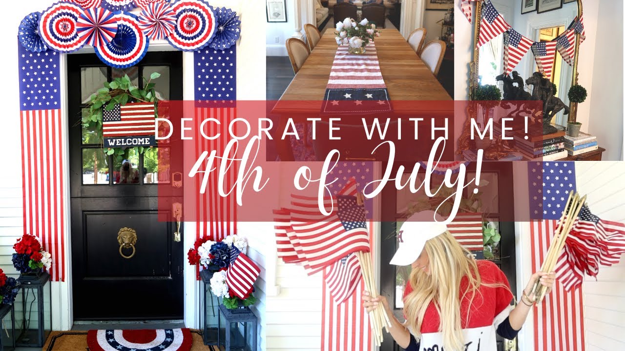 DECORATE WITH ME // 4TH OF JULY 2021// DIY HERMES TRAY WITH CRICUT JOY // PORCH & TIERED TRAY DECOR