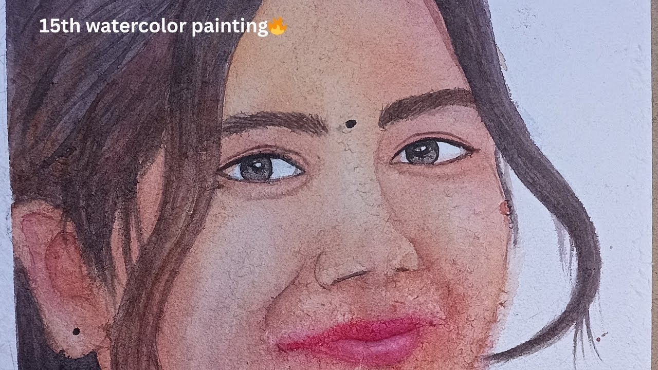 15th Watercolor Portrait Painting | Realistic Indian Girl Face 🌸 | Watercolor Art Journey