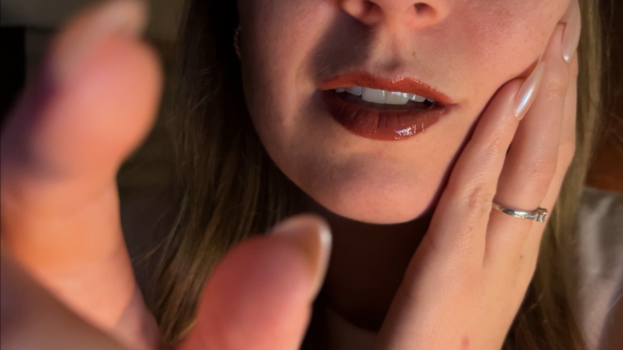 ASMR close mouth sounds & face touching, tracing