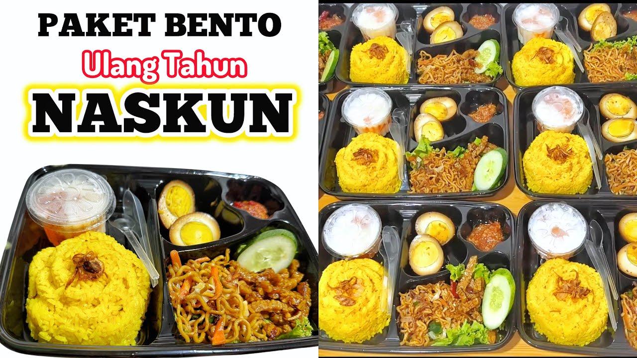 ORDERAN NASKUN BENTO ULANG TAHUN //TIPS&TRIK TELUR BACEMAN#idejualan#nasikuning#cooking