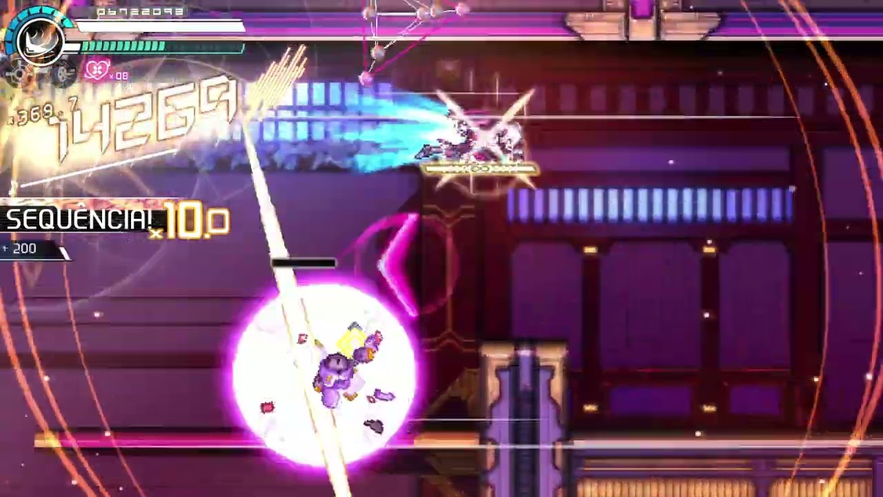 Azure Striker Gunvolt Connect iX: Fase do Cayman com Rank S++ (Sem Dano)