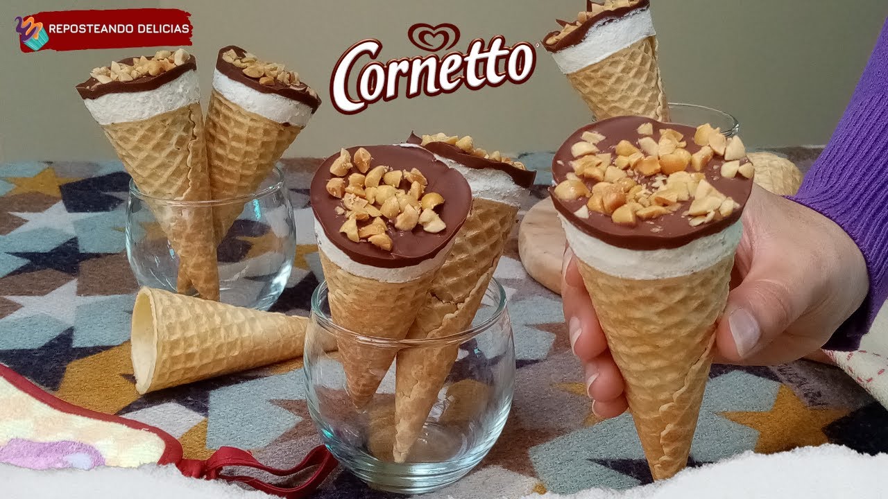 🥵 Mucho calor❓🍦 Receta f&aacute;cil de CONO DE HELADO CASERO | Replicando HELADO CORNETTO CHOCOMIX VAINILLA