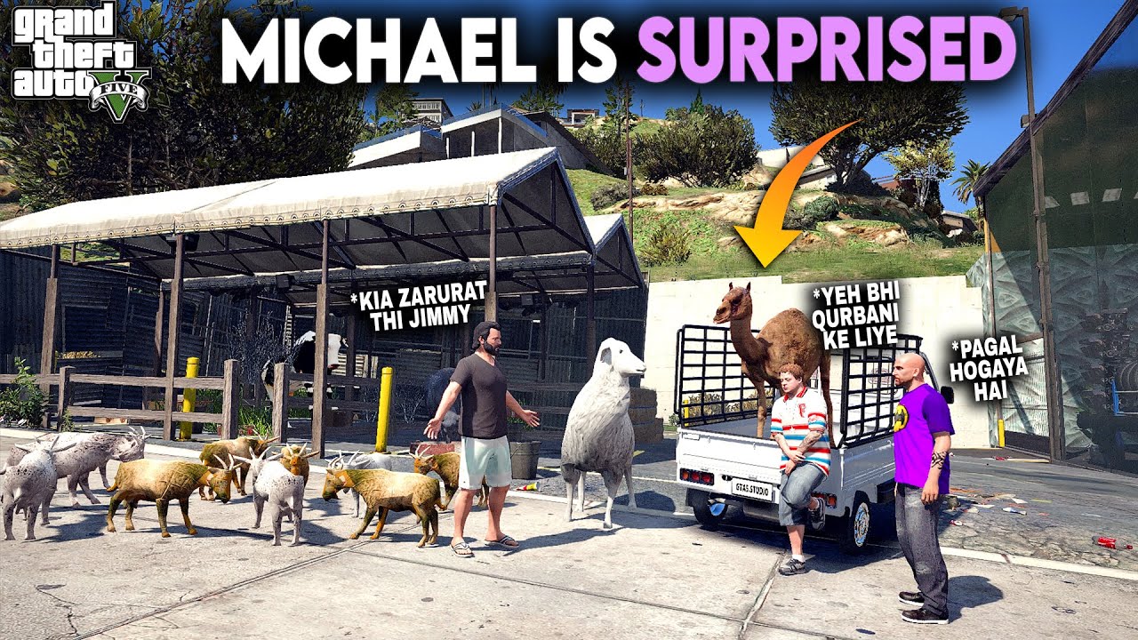 JIMMY SURPRISES MICHAEL WITH CAMEL AND SHEEP - (Mandi Series S04) - GTA 5 Mods