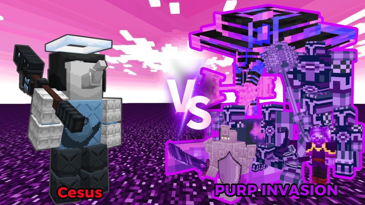 Can Cesus Survived the Purp Invasion? | minecraft Mob Battle