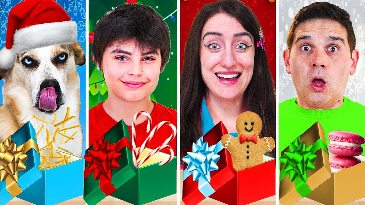 MANGIAMO SOLO CIBO DEL COLORE DEI REGALI DI NATALE CHALLENGE!!