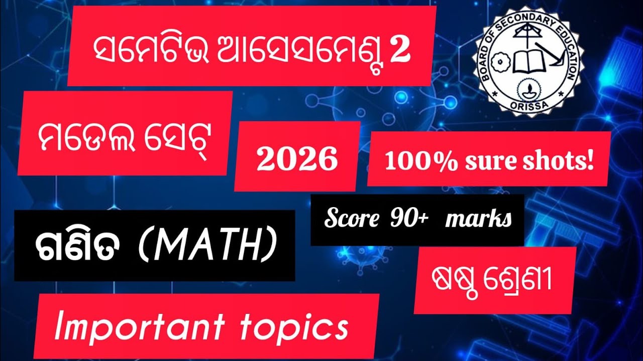 Summative Assessment -II, SAMPLE/MODEL SET, CLASS -6, Mathematics,All Questions Answers in One Video