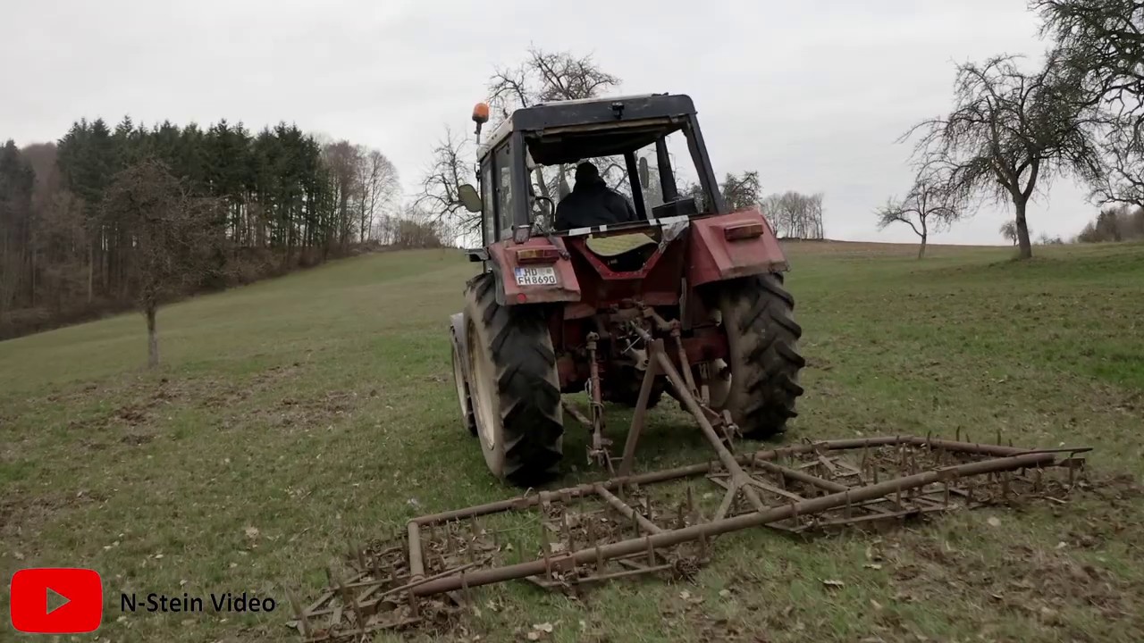Wieseneggen 2019 mit IHC 844 S Wiesenschleppe von ventzki 4 Felder Egge  * Sound *  *FULL HD *
