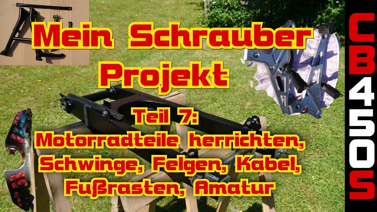 Honda CB450S PC17 | Vorbereitung Teil 7:  Motorradteile herrichten, Schwinge, Felgen, Fußrasten....