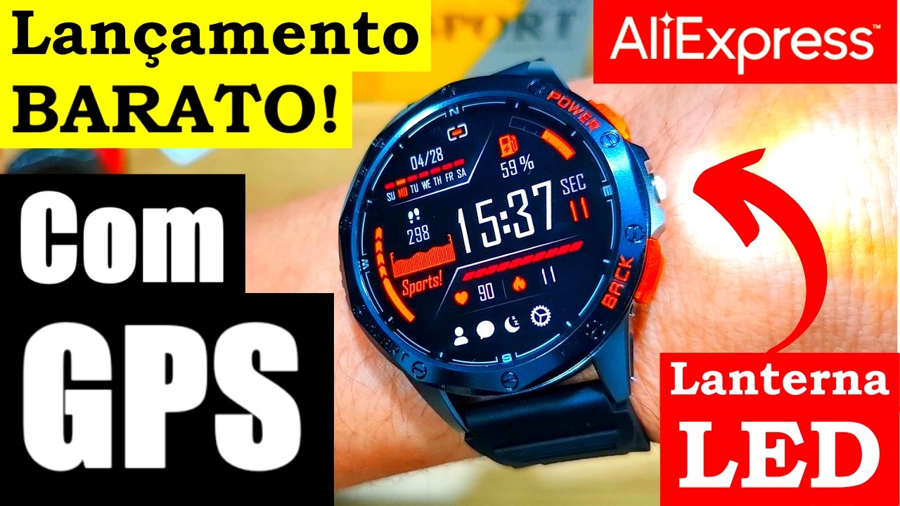 NOVO SMARTWATCH COM GPS INTEGRADO, LANTERNA LED, TELA AMOLED E CUSTA BARATO! ANÁLISE SMARTWATCH K67